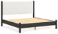 Cadmori King Upholstered Panel Bed with Mirrored Dresser and 2 Nightstands