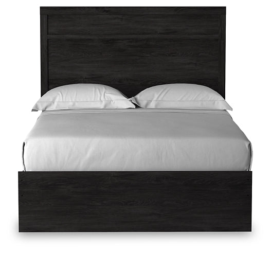 Belachime Full Panel Bed with Mirrored Dresser, Chest and 2 Nightstands