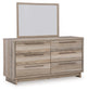 Hasbrick Queen Panel Headboard with Mirrored Dresser