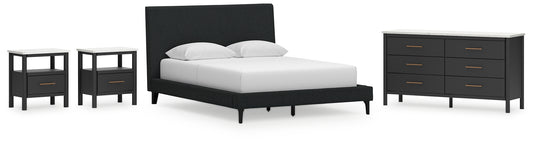 Cadmori Queen Upholstered Bed with Dresser and 2 Nightstands