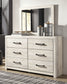 Cambeck  Panel Headboard With Mirrored Dresser And 2 Nightstands