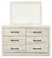 Cambeck King Panel Bed with 4 Storage Drawers with Mirrored Dresser, Chest and 2 Nightstands