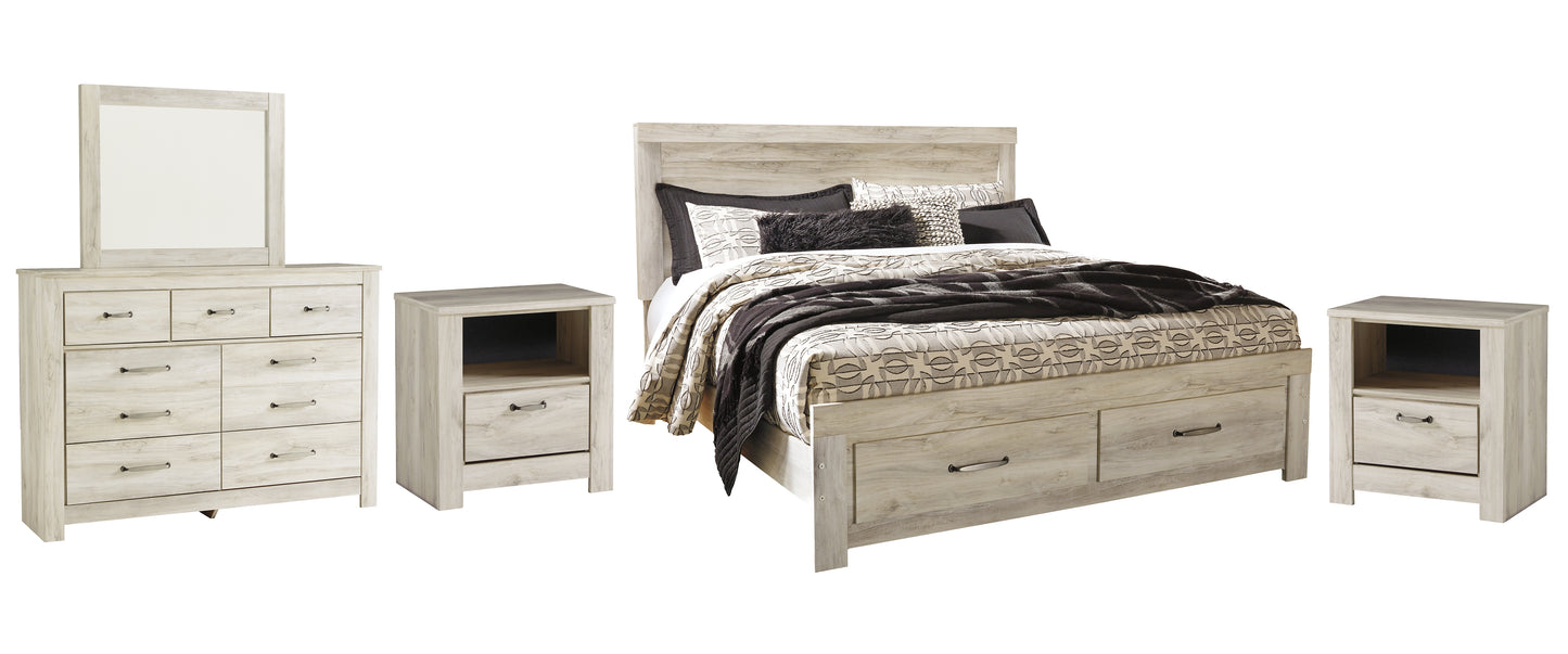 Bellaby  Platform Bed With 2 Storage Drawers With Mirrored Dresser And 2 Nightstands