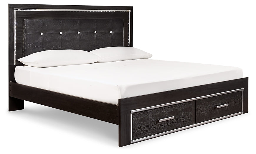 Kaydell King Panel Bed with Storage with Dresser