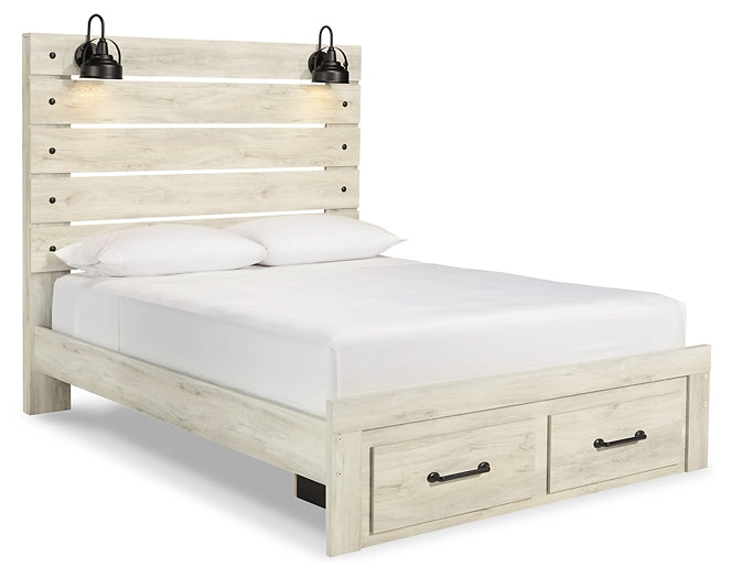 Cambeck  Panel Bed With 2 Storage Drawers With Mirrored Dresser, Chest And 2 Nightstands