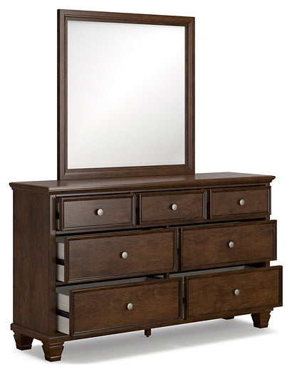 Danabrin Queen Panel Bed with Mirrored Dresser, Chest and 2 Nightstands